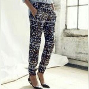 NWT J Crew Sydney Aztec Geometric Tribal Turner Print Jogger Pants. Size 0
